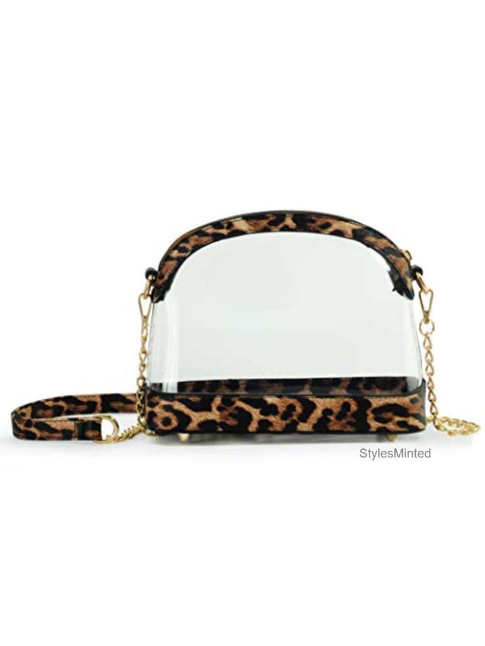 Clear Cross Body Bag with Vegan Leather Trim Stadium Approved Women Shoulder